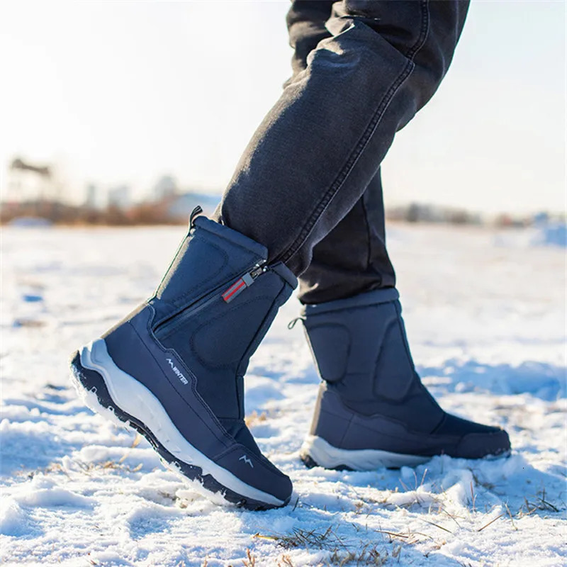 Large Size Winter Mens Boots Warm Plush Ankle Boots Sweat Wicking High-Top Warm Snow Boots Outdoor Sneakers Winter Mens Shoes 241114