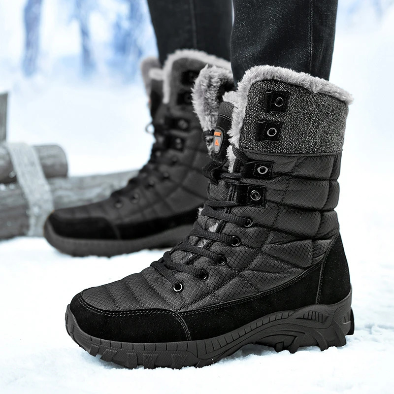 Mens winter snow boots super warm mens hiking boots high-quality waterproof leather plus size mens outdoor sports shoes 241126