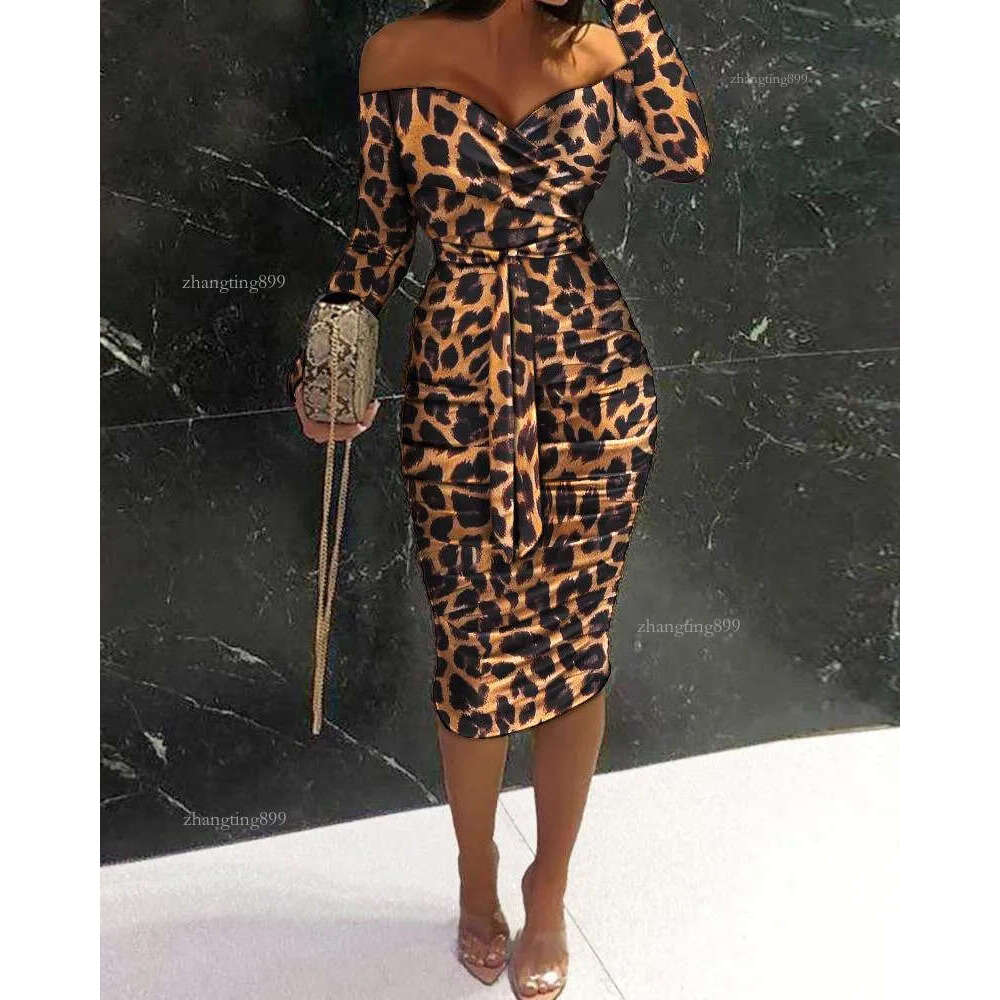 Casual Dresses 2022 Women Off Shoulder Ruched Design Belted Long Sleeve Sexy Corset Midi Bodycon Dress Fall V Neck Night Club Party Robes