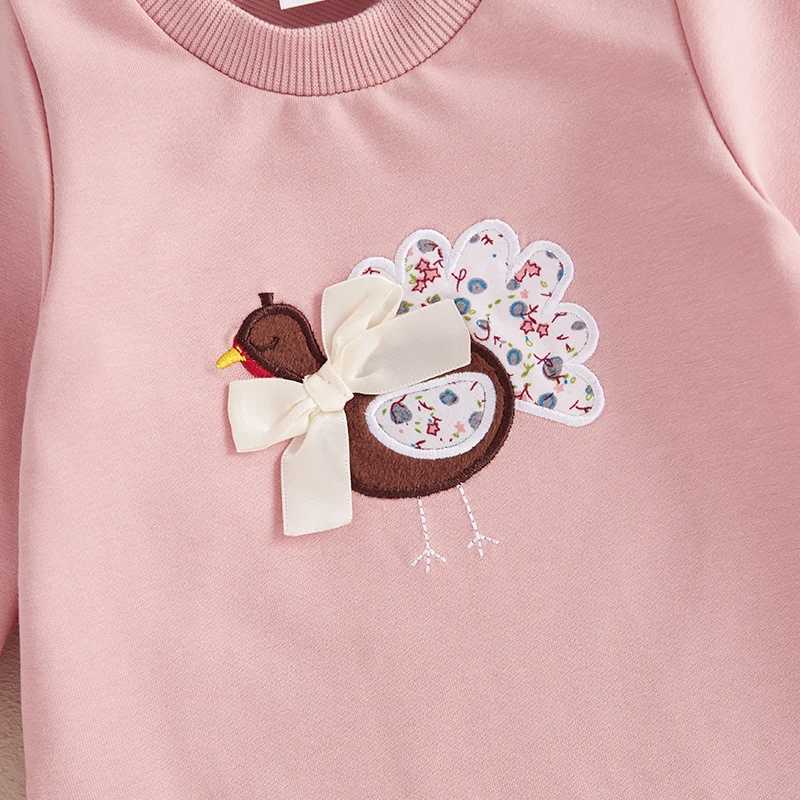 Clothing Sets Infant Girls 2-Piece Fall Harvest Ensemble featuring Adorable Turkey Embroidered Romper and Matching Headband - Cute H241126
