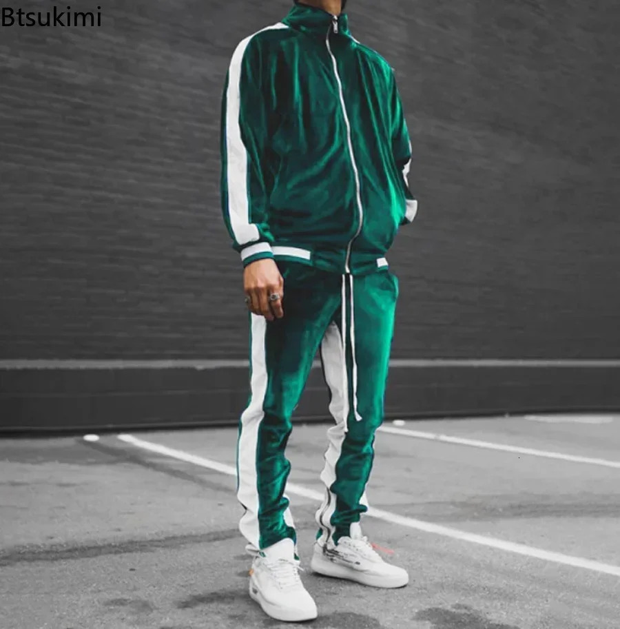 Spring/Autumn Mens Velvet Set Sportswear Mens Velvet Thick HoodiePants Warm Sportswear Mens Sportswear 241126