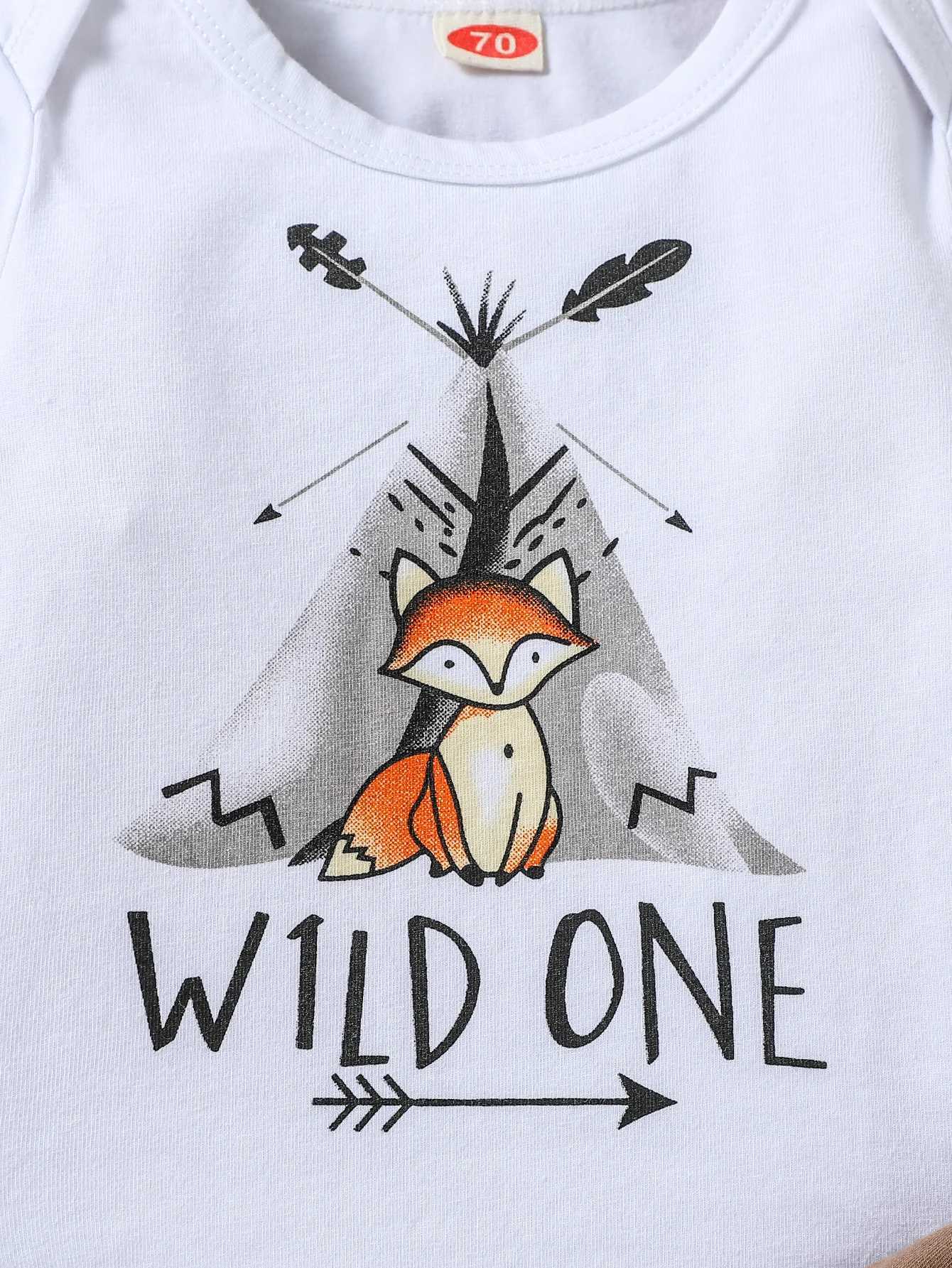 Clothing Sets 0-18months Baby Boy Cotton Soft Clothing Set Fox Animal Print Long Sleeve Top Romper+Long Pants Infant Spring fall Outfits H241126
