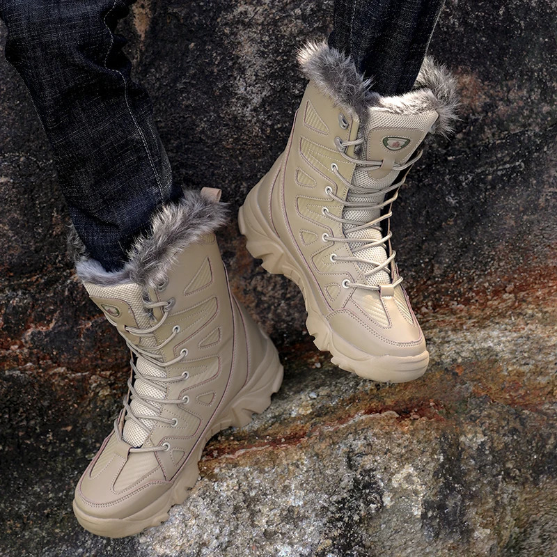 Winter waterproof mens boots plush super warm snow boots mens sports shoes Ankle boots outdoor mens desert boots Botas Hombre 241126