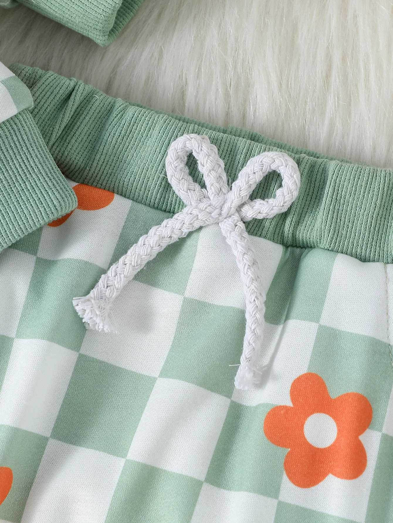 Clothing Sets Baby Girls Autumn Print Flower Long Sleeve Sweatshirts +Long Pants With Bow Outfits H241126