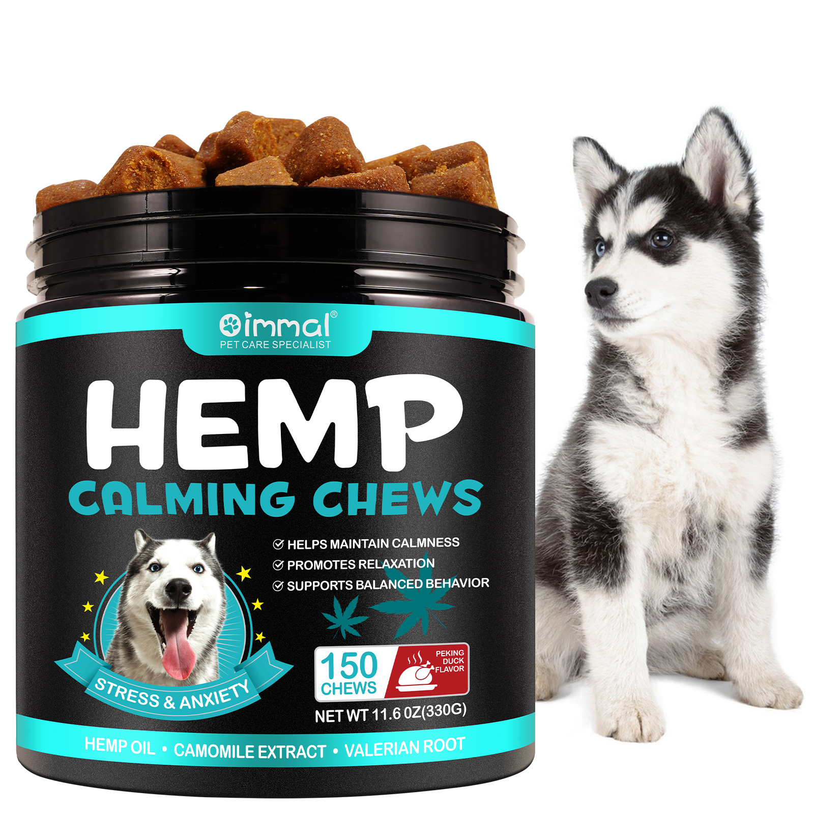 OIMMAI private label custom organic keep your pet calm dog pet food treats chews snacks,chicken duck flavor pet snacks