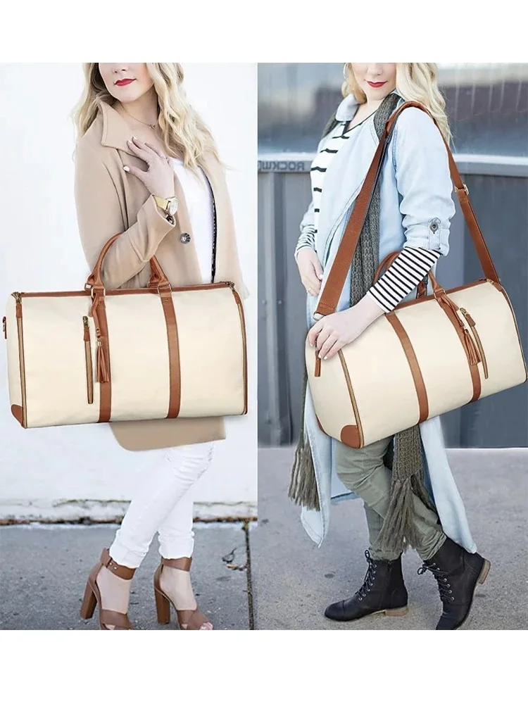Custom Letters Fashion Women PU Leather Garment Bag Large Capacity Foldable Duffle Suit Bag Casual Versatile Travel Luggage Bags
