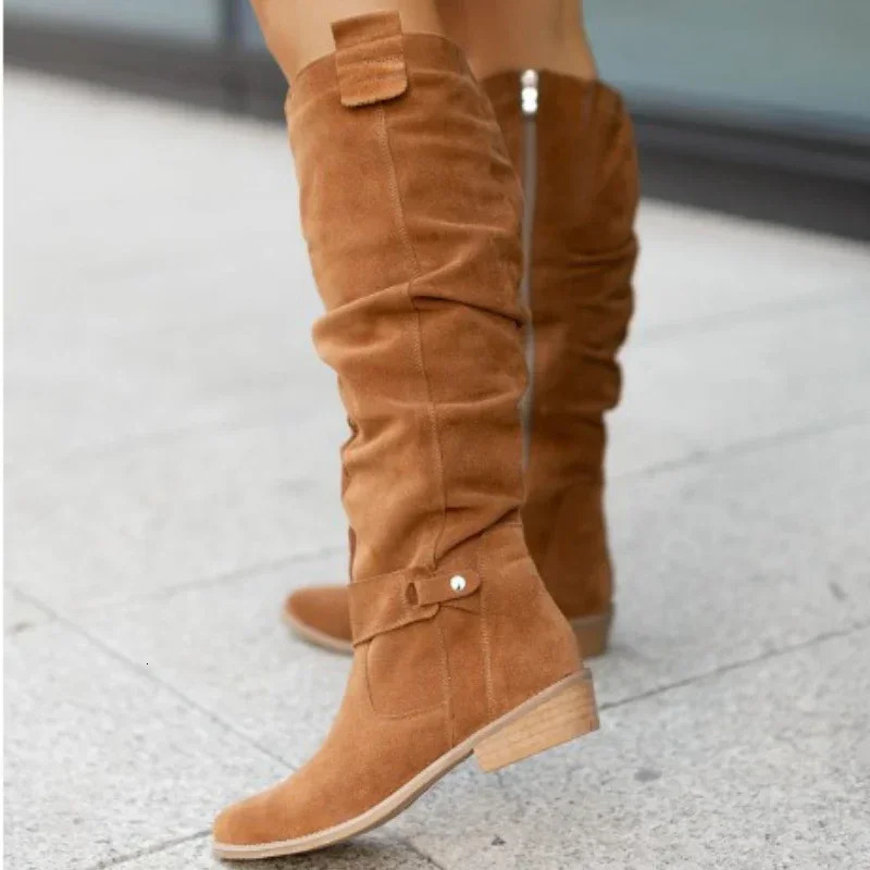 Selling Retro Women Boot Large Size43 Suede High Women Boot Winter Boot Women High Heel Allmach Knee Length Boot Botas Mujer 241114