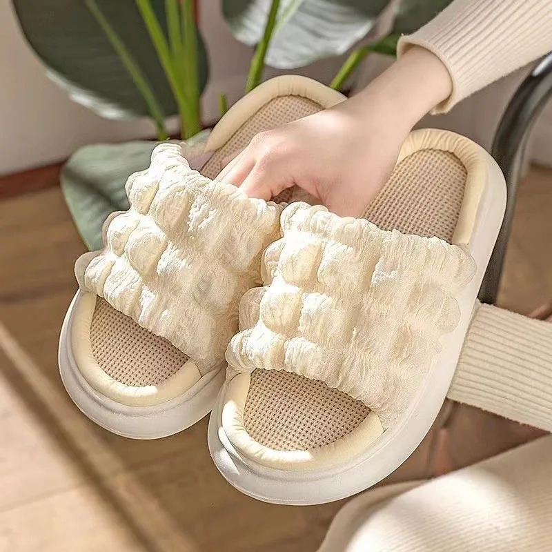 Womens Spring and Autumn Family Slide Open Toe Cross with Linen Sole Indoor Slide Linen Sole No Slide Bathroom Slide TG17 241126