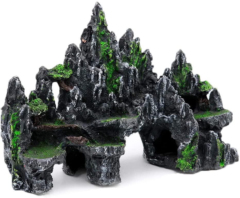 Large Fish Tank Decorations Mountain View Aquarium Ornament Tree House Cave Bridge Fish Tank Decoration