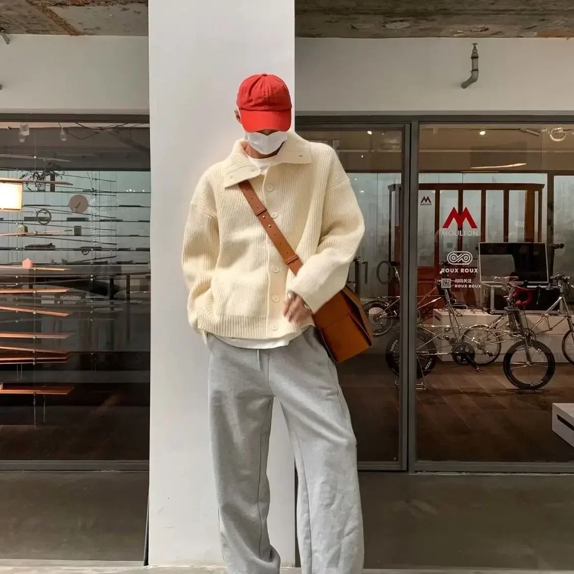 Korean style niche automatic and winter button mens and womens knitted sweaters cardigans woolen sweaters trendy loose casual sweaters outerwear Y2K 2