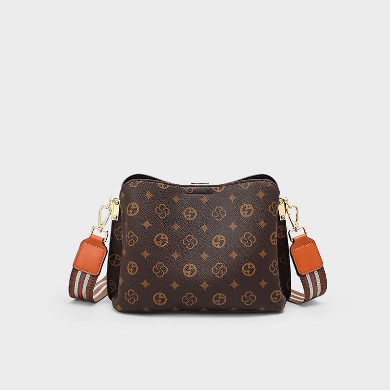 Fashion Bag Women's High-Value Fashionable Western Style Crossbody Bag Casual Commuter Shoulder Bag-Presbyter Brown