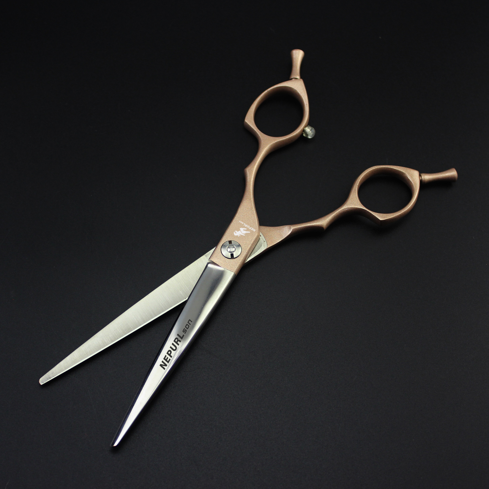 6.5 inch CG 01champagne gold paint Shaped Scissors Pet Grooming dense teeth scissors set