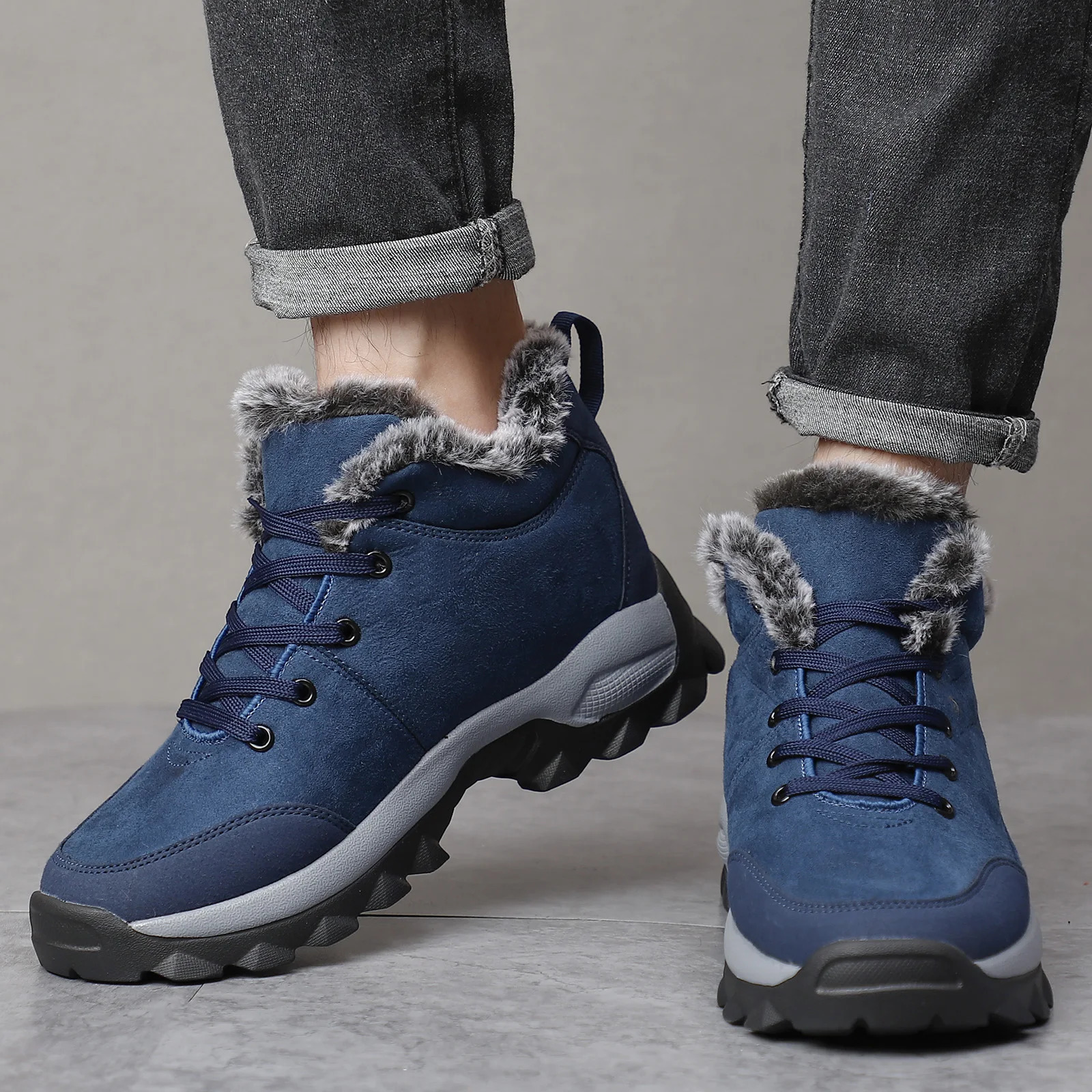 Men Snow Boots Outdoor Shoes For Male Thick Sole Sneakers for Men Winter Shoes Botines Tenis Keep Warm Fluff Mens Ankle Boots 241114