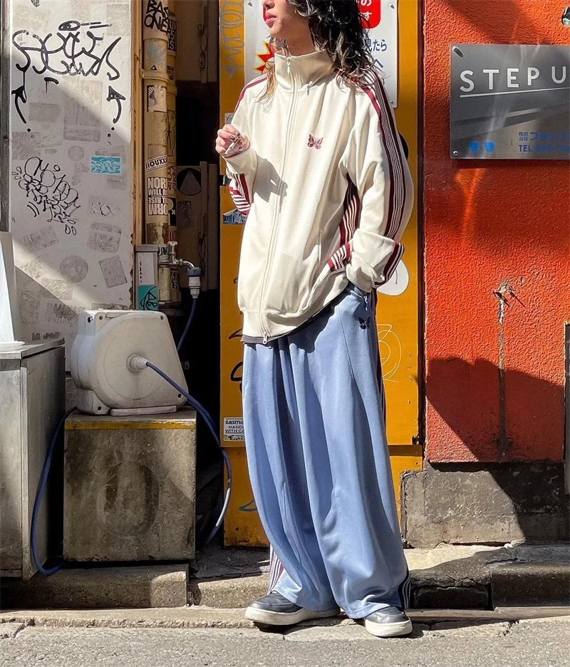 Needles Pants Men Women 1 Wide Leg Needles Track Pants Butterfly Sweatants AWGE Sport Trousers 240419 w250430