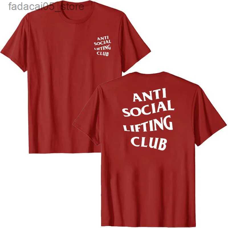 Men's T-Shirts Anti social promotion club T-shirt sports fitness letter printing Sayings graphic top basic short sleeved Q240425