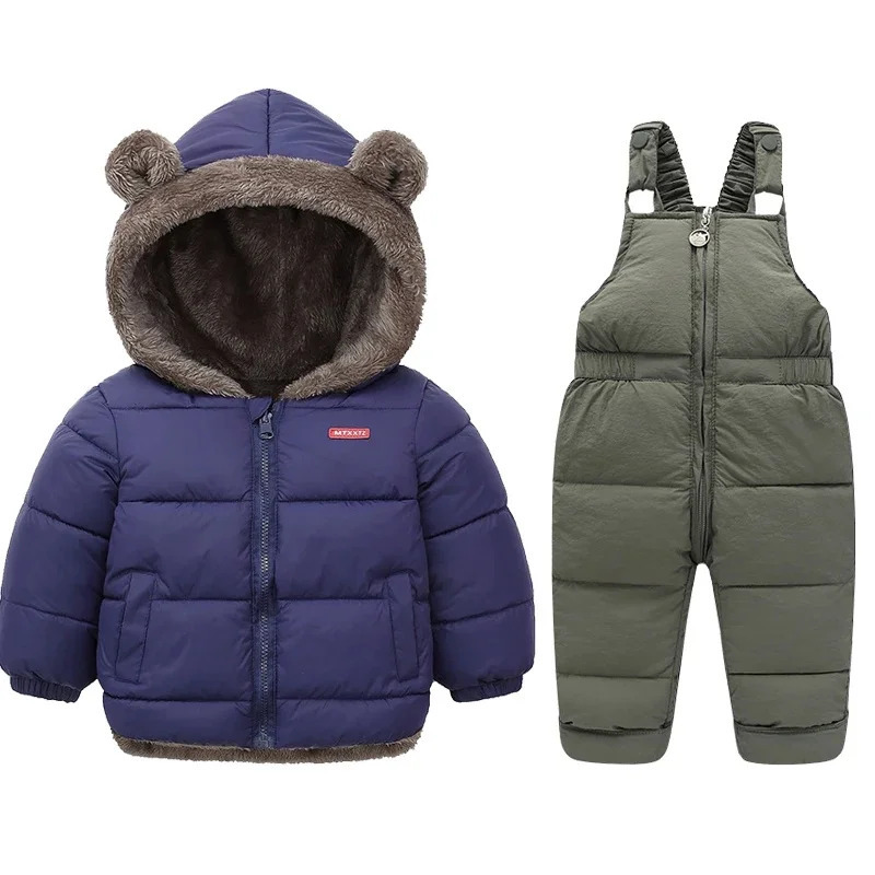 Children Winter Clothing Sets Baby Lamb Fleece CoatsDown Pants 2Pcs Boys Girls Thicken Warm Casual Hooded Clothing Outfits 241126