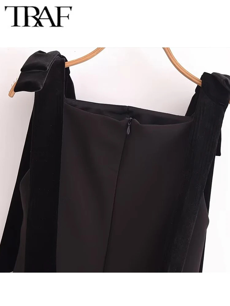 TRAF autumn womens dress ultra-thin chic sleeveless dress bow casual mini frog womens fashionable elegant short skirt 241125