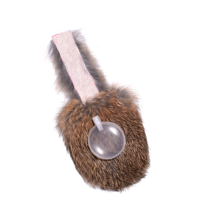 rabbit fur squeaker toy real fur flat rat dog toy