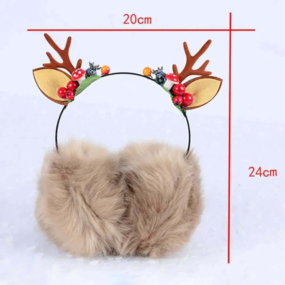 Elk Earmuff Christmas Antlers Berry Earmuff Cold Protection Woman Ear Cover Plush Earmuffs Winter Warm Earfl GiftsXJ241126