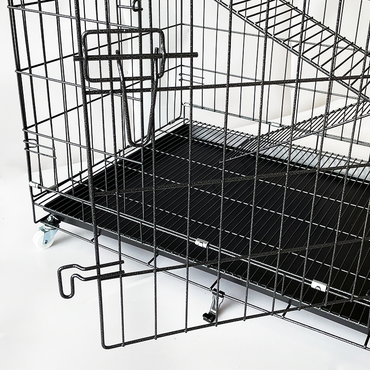 Wholesale animal cages Iron material Cat Ferret Movable Cage With Wheels Black gray
