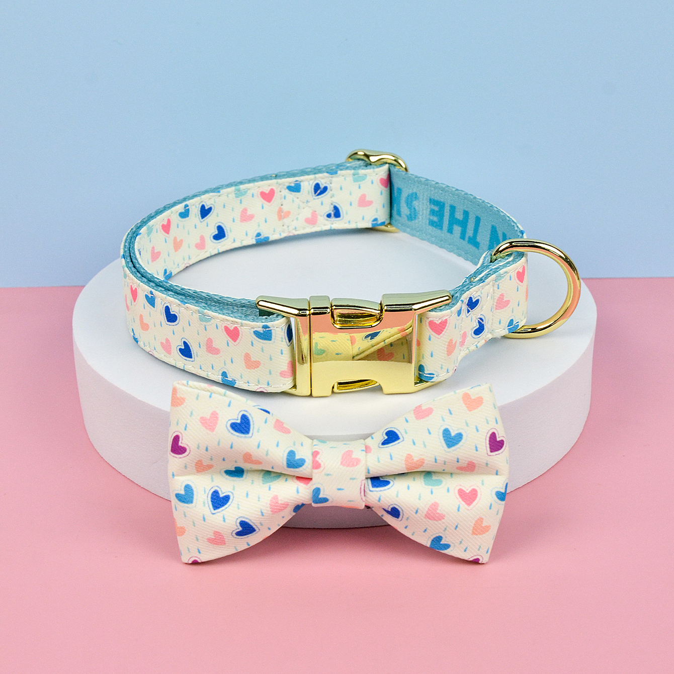 MIDEPET Factory Wholesale High Quality Sublimation Gold Pet Dog Collar Manufacturer Dog Sprint Collar With Bow Tie