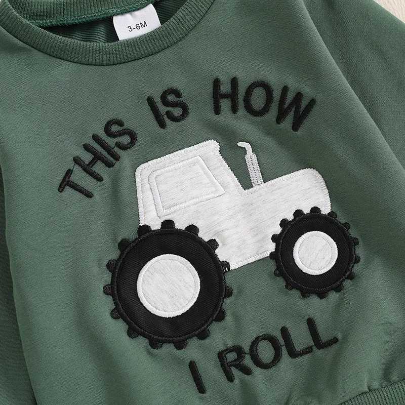 Clothing Sets Cute Baby Boys Autumn Clothes Sets Tractor Print Long Sleeve Sweatshirt with Sweatpants Infant Toddler boys Tracksuits Set H241126