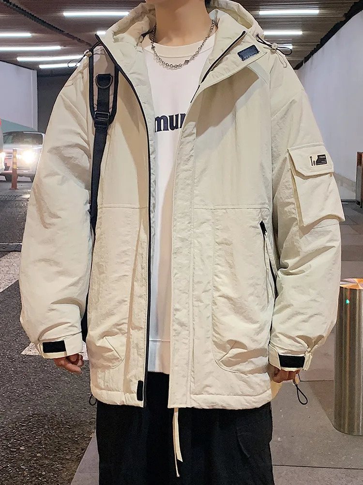 winter mens jacket thick and warm Parkas multi pocket casual hooded windproof machine cotton pad coat Plus size 8XL 241121