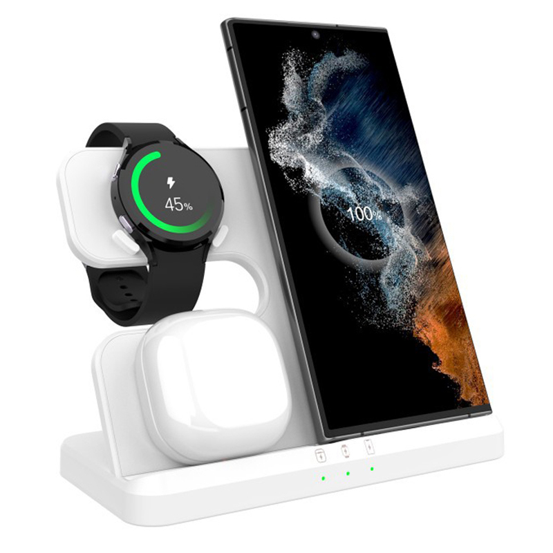 15W 3 In 1 Wireless Charger Stand Fast Charging Dock Station For Samsung Z Fold Flip S24 Ultra S23 FE S22 S21 S20 Galaxy Watch 5 4 3 Active 2 Gear S3 