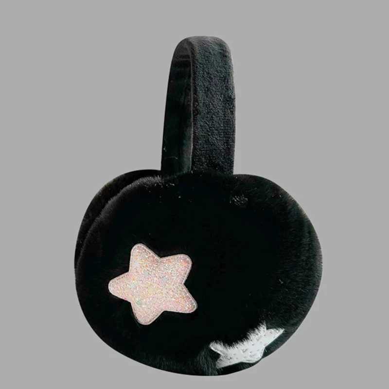 Fur earmuffs sequins star patterns winter warm earmuffs folded plush earmuffs womens outdoor skiing earmuffs warm earmuffs for women W241126