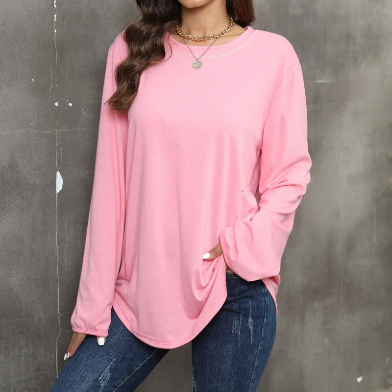 Spring and summer womens solid staff collar underwear long sleeved T-shirt fashionable casual vacation formal office womens top 241121