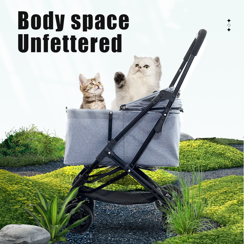 Fashion Big Window Clear View Trolley Cat House Travel Backpack Pet Carrier Soft Dog Carrier Walk Strolling Cart With 4 Wheels