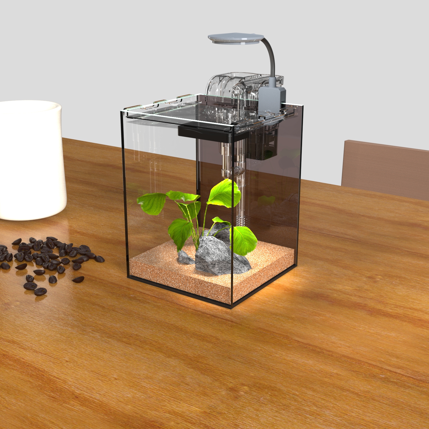 Mini Fish Tank Small Square Tank Glass Water-free Internet Celebrity Landscaping Ecological Creative Home Desktop Fish Tank