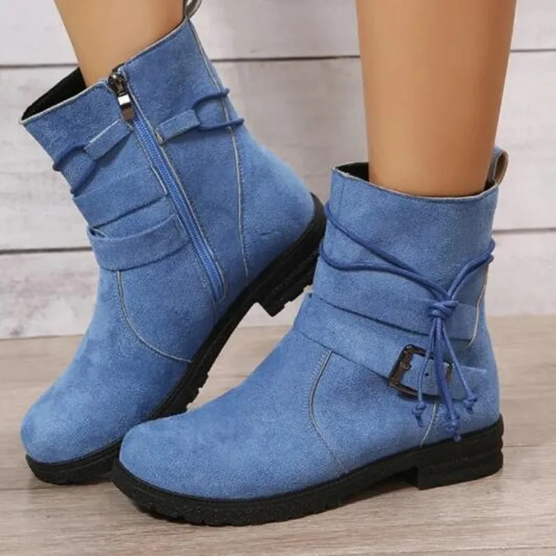 2025 Women Chelsea Boots Ankle Retro Shoes Suede Autumn Winter Goth Casual Motorcycle Boots Gladiator Walking Zapatos Mujer 241126