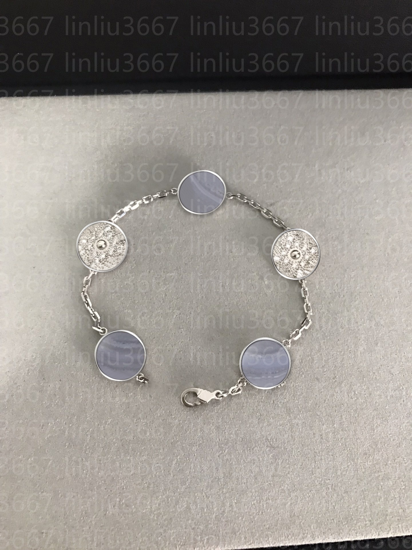 Women's Sliver designer Bracelet top V-Gold Plated 18k Purple Chalcedony Bracelet with box