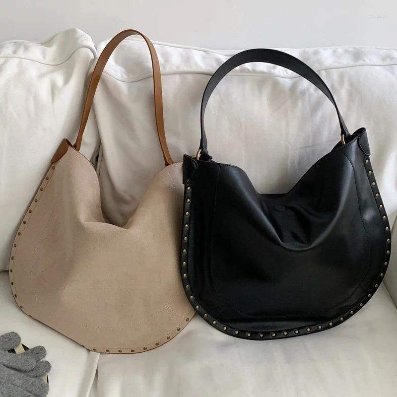 2025 NEW Totes Retro Rivet Design Women's Underarm Bag Niche Brand Ladies Suede Shoulder Large Capacity Commuter Tote For Females