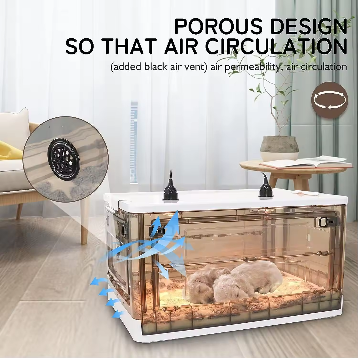 Pettic Puppy Incubator with Heating Kitten Incubator Incubator for Puppies with Puppy Bed Mat (85L)