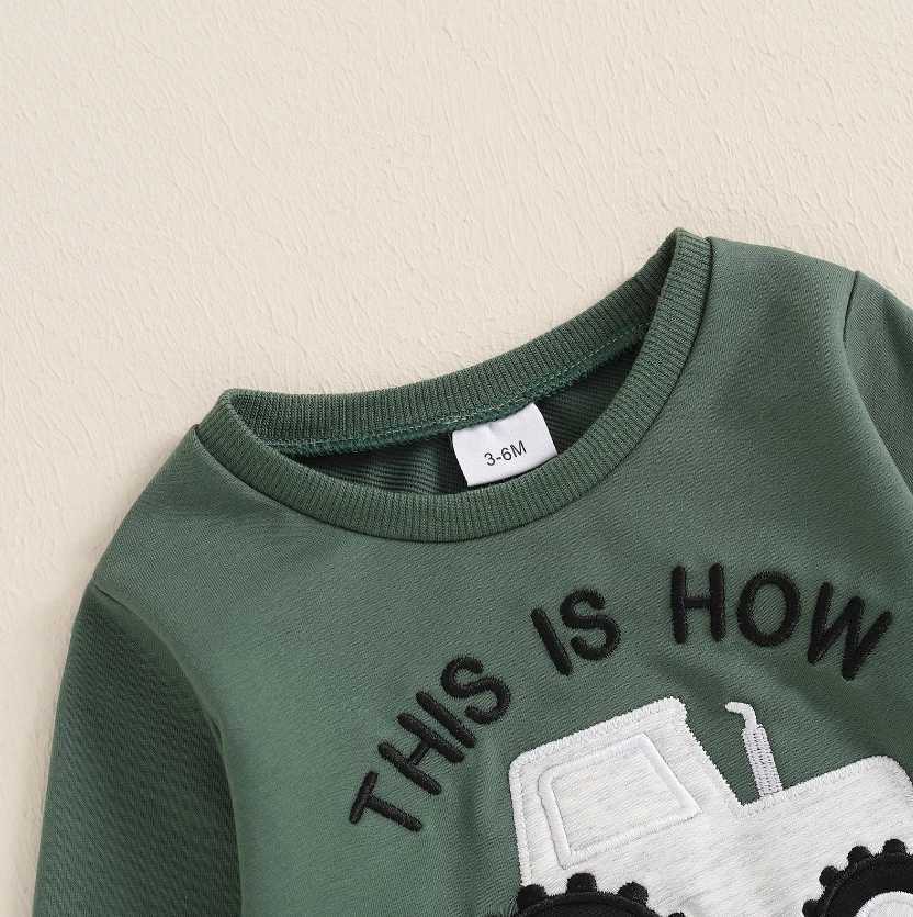 Clothing Sets Baby Boys Autumn Pant Sets Tractor Print Long Sleeve Sweatshirt with Sweatpants Infant Clothes Toddler Boys Tracksuits Set H241126