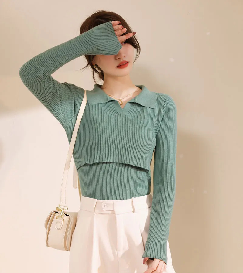 Winter maternity care sweater long sleeve lower collar postpartum female breast feeding pull up fashionable lotion top 241126