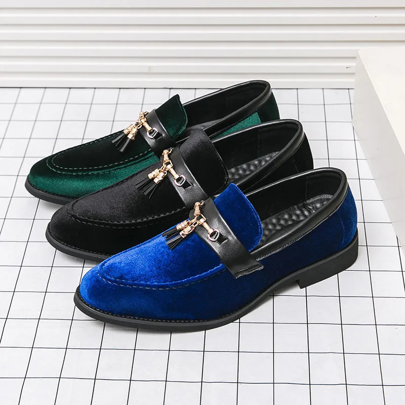 Fashion Green er Mens Dress Shoes Comfortable Pointed-Toe Leather Loafers for Men Evening Shoes Slip-on Mens Party Shoes 241126