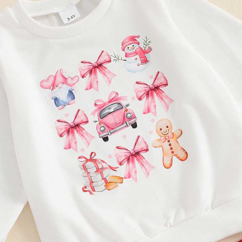 Clothing Sets 37Years Kid Girls Fall 2Pieces Sets Christmas Clothes Long Sleeve Bowknot Print Sweatshirt with Sweatpants Fashion Girl Outfits H241126