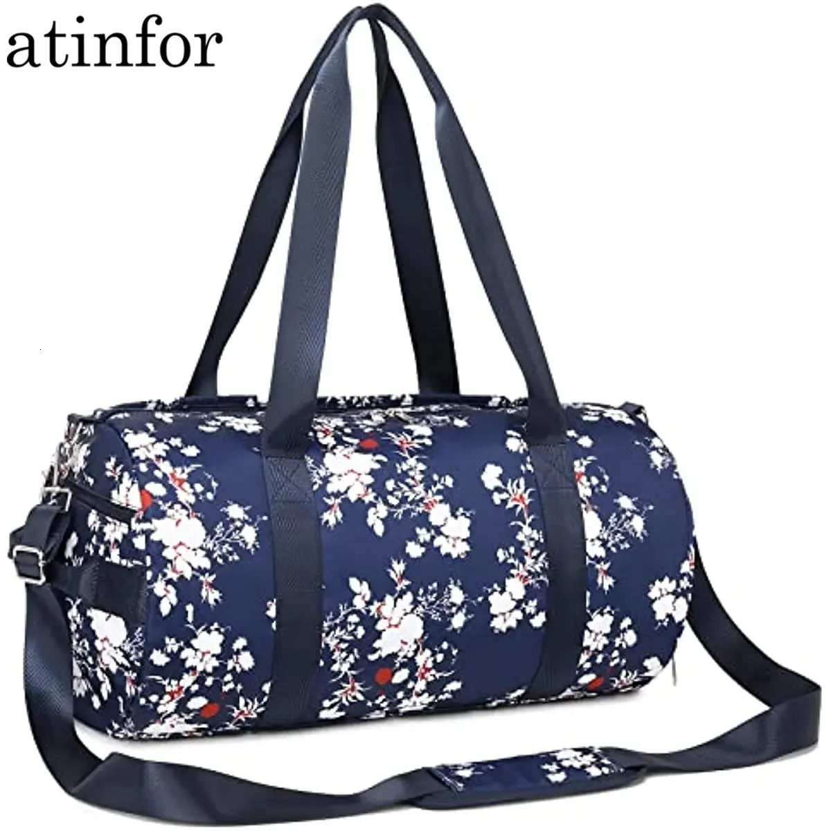 atinfor Printing Traveling Bag Women Workout Duffel Bag Fitness Bag with Wet Pocket and Shoe Compartment Plum Blossom Flower 241114