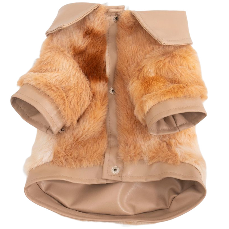 Autumn Winter Thickening rabbit hair leather jacket for Small Dogs Puppy T-Shirt Fleece Pullover Pet Clothing