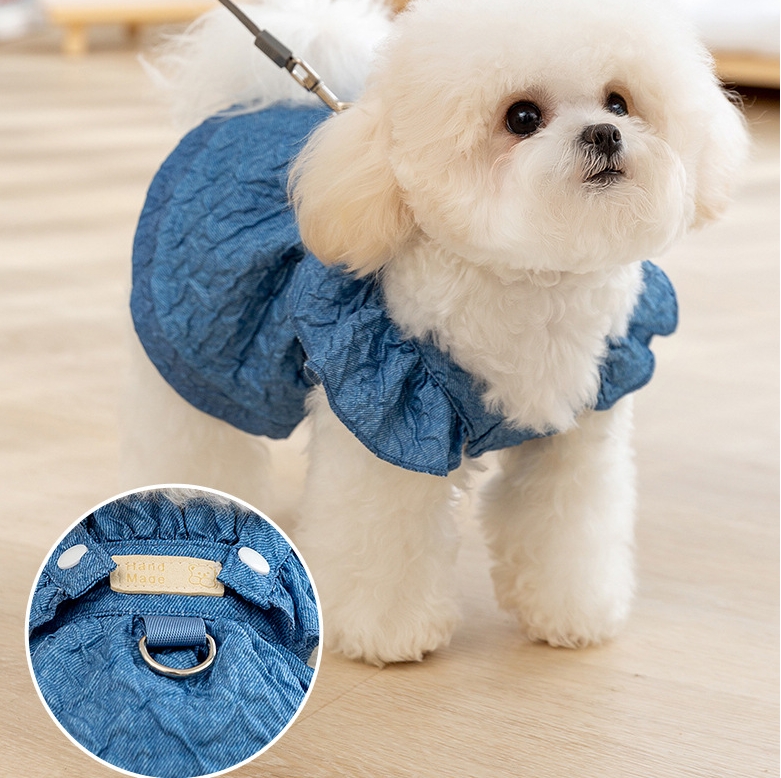 Pet dog and cat clothes retro fresh denim
