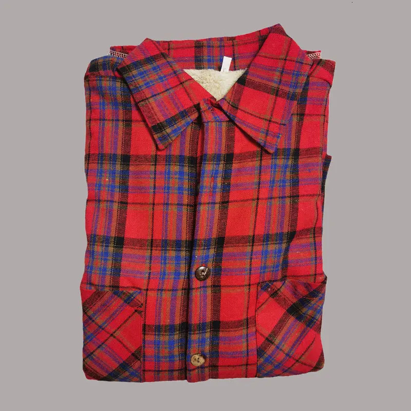 Autumn and winter mens pure cotton plain weave shirt jacket casual thick wool lining flannel shirt Sherpa button mens shirt 241126