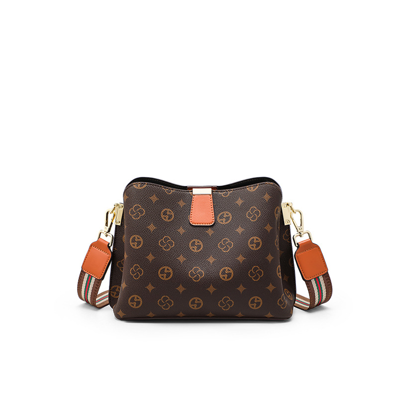 Fashion Bag Women's High-Value Fashionable Western Style Crossbody Bag Casual Commuter Shoulder Bag-Presbyter Brown