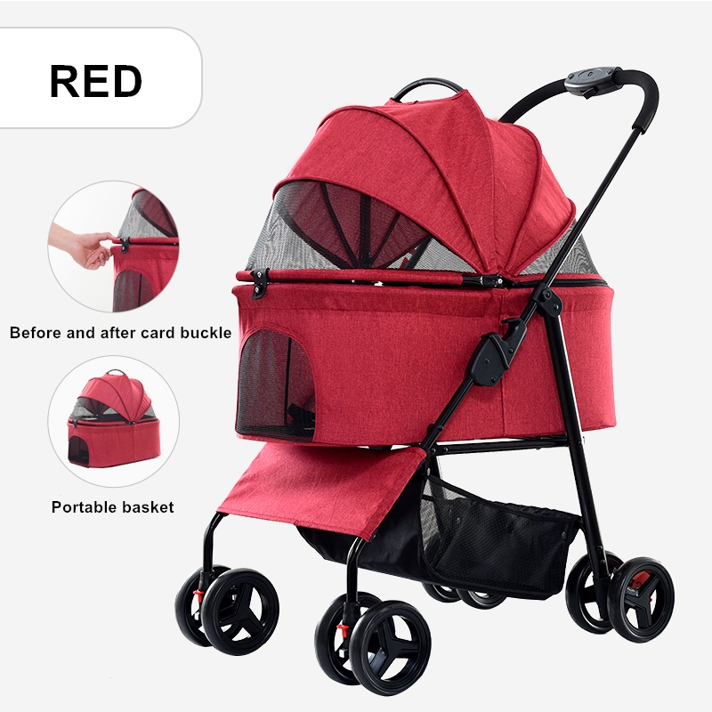 2024 Middle Cat Dog Easy Walk Folding Travel Carrier Carriage Pet Stroller for travel with your pet