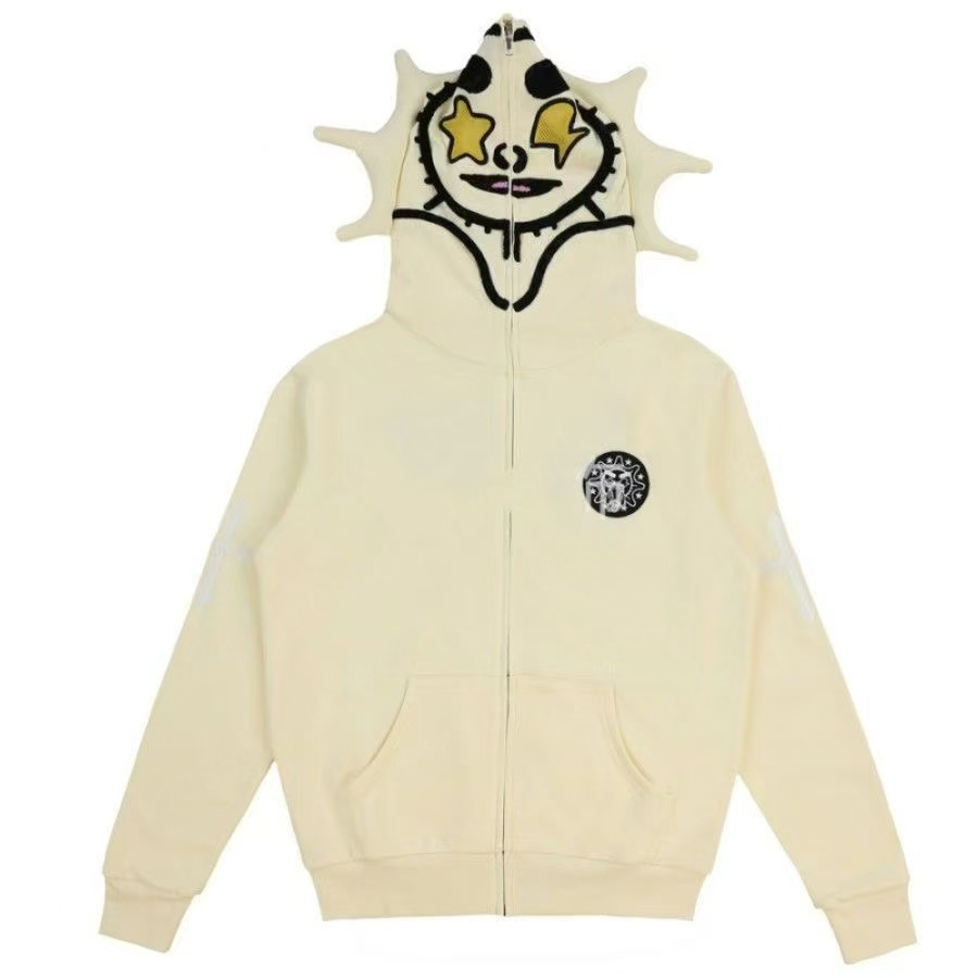 2024 Hot Fast Glo Gang Y2K Style Full-Zip High Street Inspired Hoodie with 3D Printed & Skull Design for Men Women -Bold Graphics and Long Sleeve