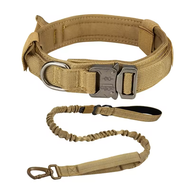 Factory High Quality Heavy Duty Metal Buckle Pet Dog Training Collar Large Dogs Collar And Leash Set Tactical Dog Collar