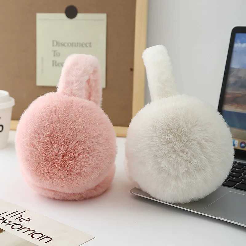 New Solid Color Soft Plush Ear Warmer Winter Warm Earmuffs Fashion Ear Cover Outdoor Cold Protection Folding Earfl Girls GiftXJ241126