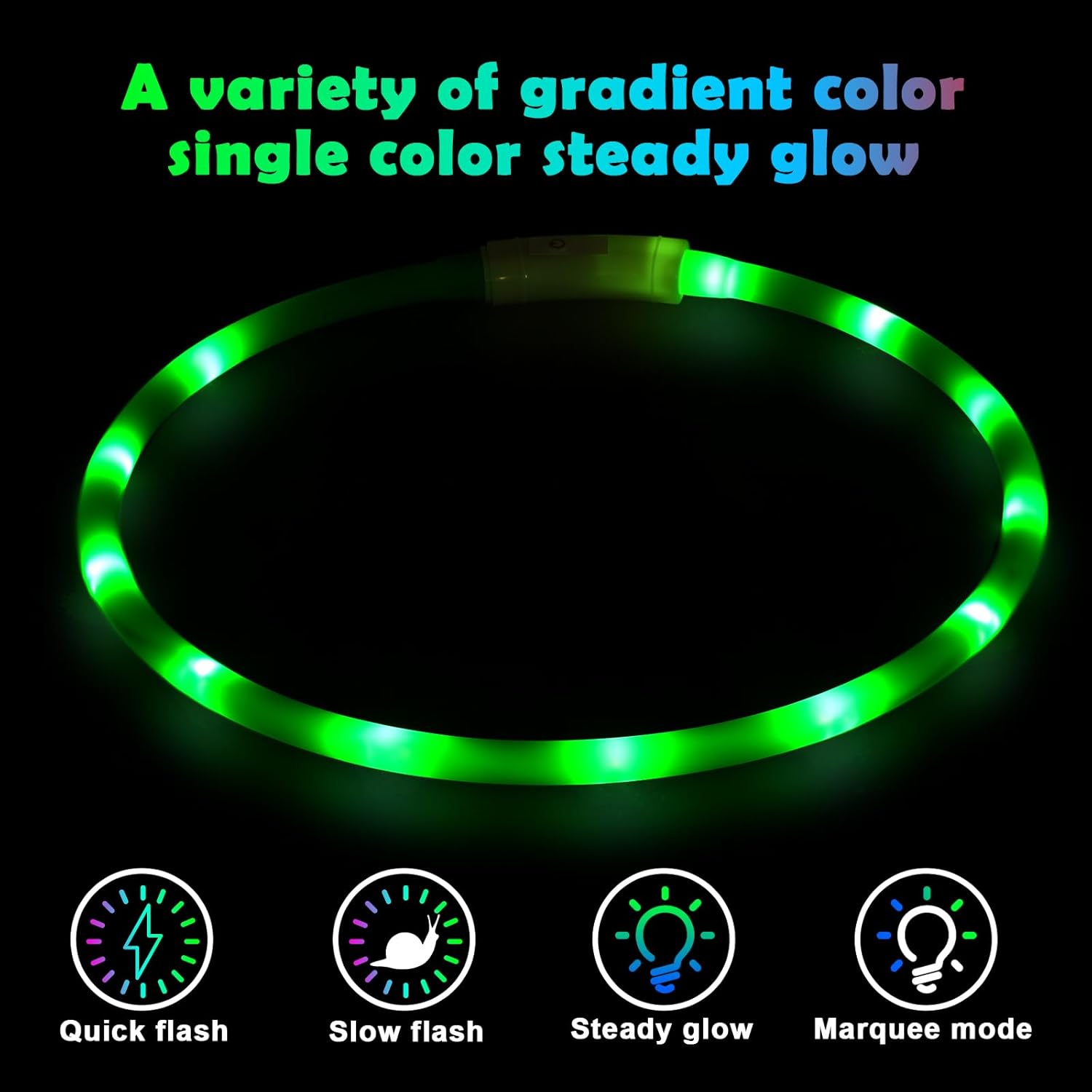 Waterproof USB Rechargeable Silicone LED Dog Collar Multicolor Night Safety Flash Glow Rechargeable Luminous Pet Dog Collar